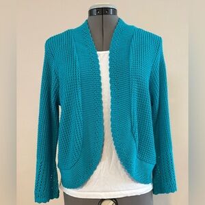 Notations Turquoise Open-Front Cardigan